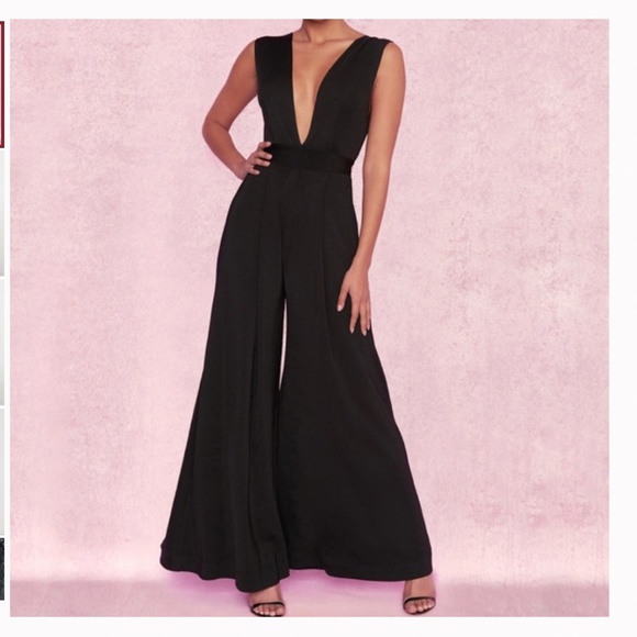 House Of CB, 'Jasmine' Black V-front Bandage Jumpsuit, Size S - Picture 1 of 4